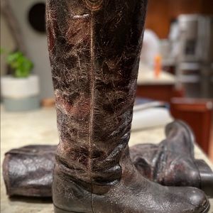 Frye Glazed  Brown Melissa Button Riding boots  size 8